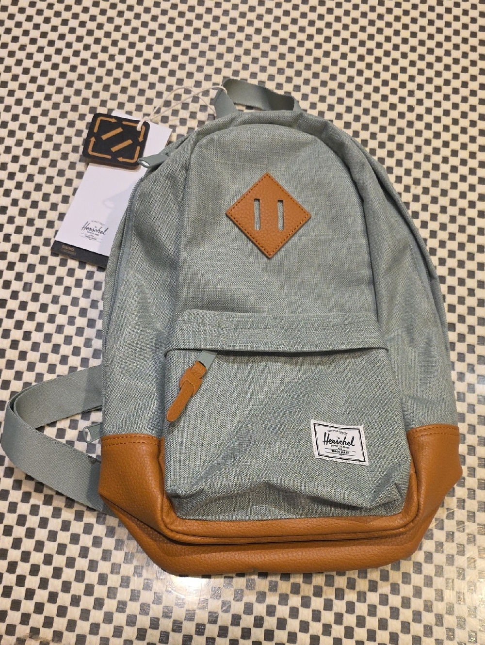 Herschel Supply Company Sage Green Backpack with Brown Trim